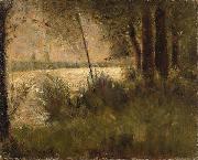 Georges Seurat Grassy Riverbank painting